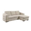 Canapé d'angle convertible avec coffre en tissu bouclette beige - Angle droit