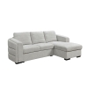 Canapé d'angle convertible avec coffre en tissu bouclette gris clair - Angle droit