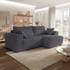 Canap&eacute; d'angle convertible et r&eacute;versible en velours c&ocirc;tel&eacute; gris fonc&eacute;