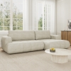 Canapé d'angle convertible en tissu écru - Angle droit
