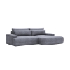 Canap&eacute; d'angle convertible avec coffre en tissu gris clair - Angle droit