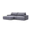 Canap&eacute; d'angle convertible avec coffre en tissu gris clair - Angle gauche