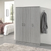Armoire 3 portes 4 &eacute;tag&egrave;res couleur ch&ecirc;ne gris