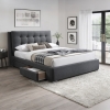 Lit double en tissu gris foncé avec 2 tiroirs 140x190 cm