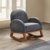 Fauteuil &agrave; bascule effet peau de mouton gris fonc&eacute; et bois clair