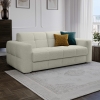 Canap&eacute; 3 places convertible  en tissu bouclette beige matelas Memory 14 cm