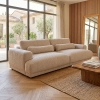 Canap&eacute; 3 places en tissu bouclette beige fonc&eacute;