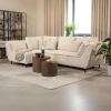 Canapé d’angle convertible avec coffre en velours côtelé beige - Angle gauche