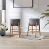 Lot de 2 tabourets effet peau de mouton gris fonc&eacute; et bois clair