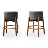 Lot de 2 tabourets effet peau de mouton gris foncé et bois clair