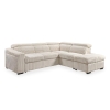 Canapé d'angle convertible avec coffre en velours côtelé beige - Angle droit
