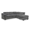 Canapé d'angle convertible avec coffre en velours côtelé gris - Angle droit
