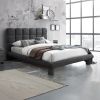 Lit double effet peau de mouton matelassé gris foncé 160x200 cm