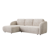 Canap&eacute; d'angle convertible avec coffre en tissu beige - Angle gauche