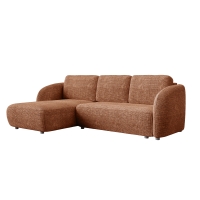 Canapé d'angle convertible avec coffre en tissu orange - Angle gauche