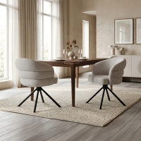 Lot de 2 chaises pivotantes en tissu beige pieds en m&eacute;tal noir