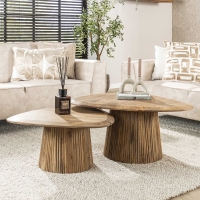 Lot de 2 tables basses en bois de manguier massif