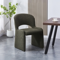 Fauteuil tissu bouclette vert fonc&eacute;