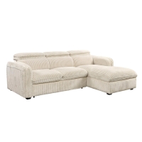 Canapé d'angle convertible en velours côtelé épais beige- Angle droit