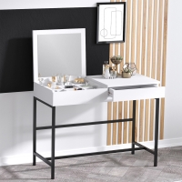 Coiffeuse 1 tiroir avec miroir et rangement