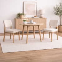 Lot de 2 chaises en tissu beige pieds en m&eacute;tal beige