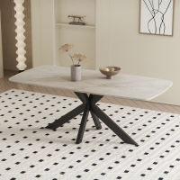 Table à manger en pierre frittée beige 180 cm