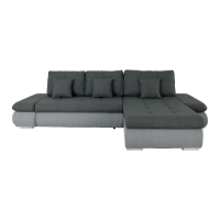 Canapé d'angle réversible convertible en tissu noir et gris