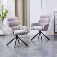 Lot de 2 chaises pivotantes en tissu gris pieds en métal noir