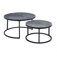 Lot de 2 tables gigognes en verre gris
