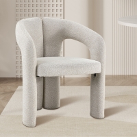Fauteuil en tissu bouclette &eacute;cru
