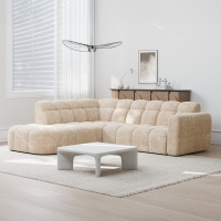 Canapé d'angle en tissu beige - Angle gauche