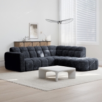 Canapé d'angle en tissu noir - Angle droit