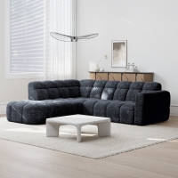 Canapé d'angle en tissu noir - Angle gauche