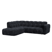 Canap&eacute; d'angle en tissu noir - Angle gauche