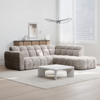 Canapé d'angle en tissu taupe - Angle droit