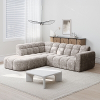 Canapé d'angle en tissu taupe - Angle gauche