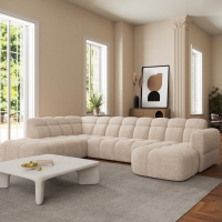 Canapé panoramique tissu beige - Angle droit