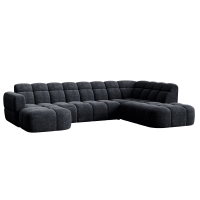 Canapé panoramique tissu noir - Angle gauche