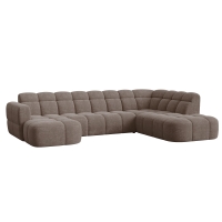 Canap&eacute; panoramique tissu taupe fonc&eacute; - Angle gauche