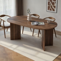 Table &agrave; manger ovale couleur bois fonc&eacute; 180 cm