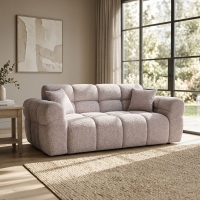 Canap&eacute; 3 places en tissu bouclette beige