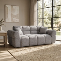 Canap&eacute; 3 places en tissu bouclette gris