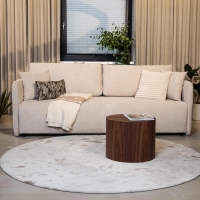 Canap&eacute; 3 places convertible avec coffre en tissu beige