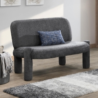 Canap&eacute; 2 places design effet peau de mouton anthracite