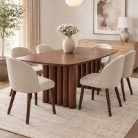 Table &agrave; manger rectangulaire en bois fonc&eacute; 200 cm