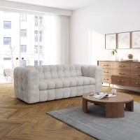 Canap&eacute; 3 places convertible en tissu matelass&eacute; gris matelas 14 cm