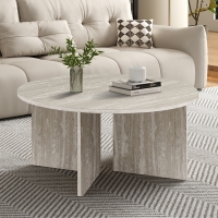 Table basse ronde couleur travertin gris D90 cm