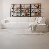 Canap&eacute; d'angle en tissu beige - Angle droit