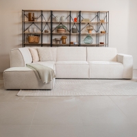 Canap&eacute; d'angle en tissu beige - Angle gauche