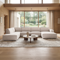 Canap&eacute; panoramique en tissu beige - Angle droit